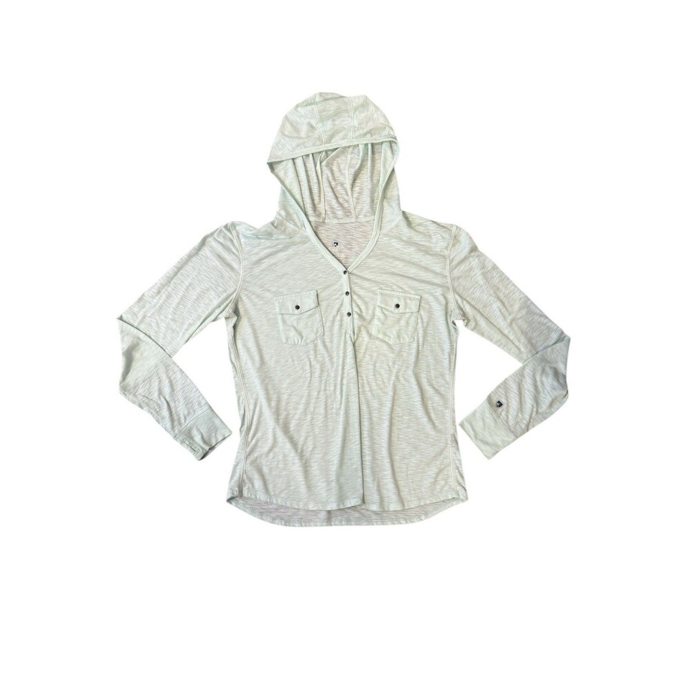 Kuhl Sora Henley‎ Dolman Hoodie Lightweight Heathered Mint Green Shirt Size XL